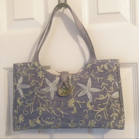 Sarah Shaw Los Angeles Handbags - HOST PICK! NEW Embroidered Blue Sarah Shaw Handbag